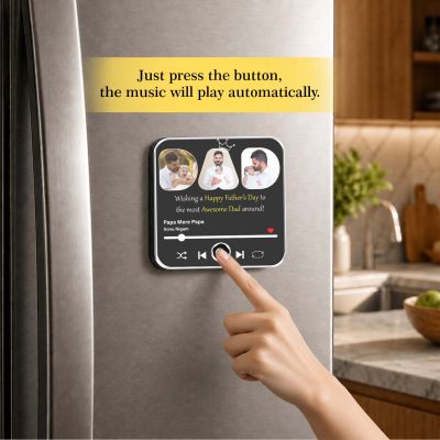 Customized Day Musical Fridge Magnet Photo Frame | Custom with Song & Photo Unique Fathers Day & Birthday, Papa, and Grandpaa Home Decor Magnet